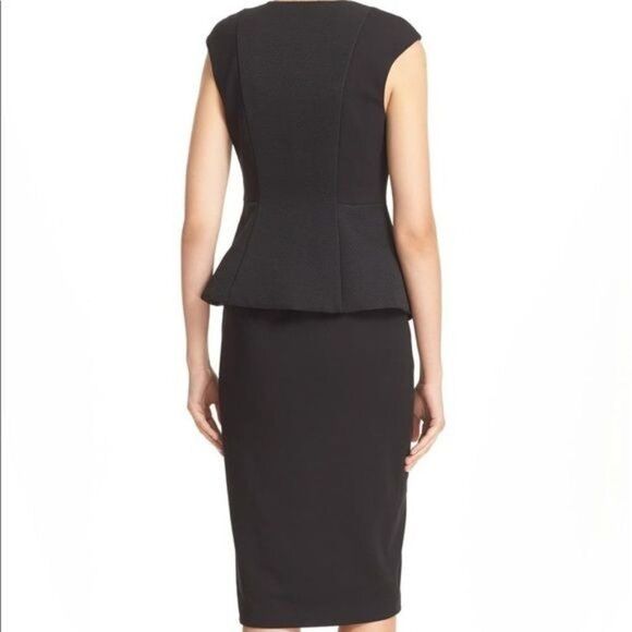 Ted Baker Jumana Zip Front Peplum Sheath Zip Up Fitted Black Dress Ted Size 1 - Picture 3 of 10